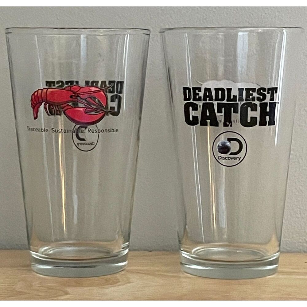 Deadliest Catch Discovery Channel Lobster Pint Glasses Set of 2